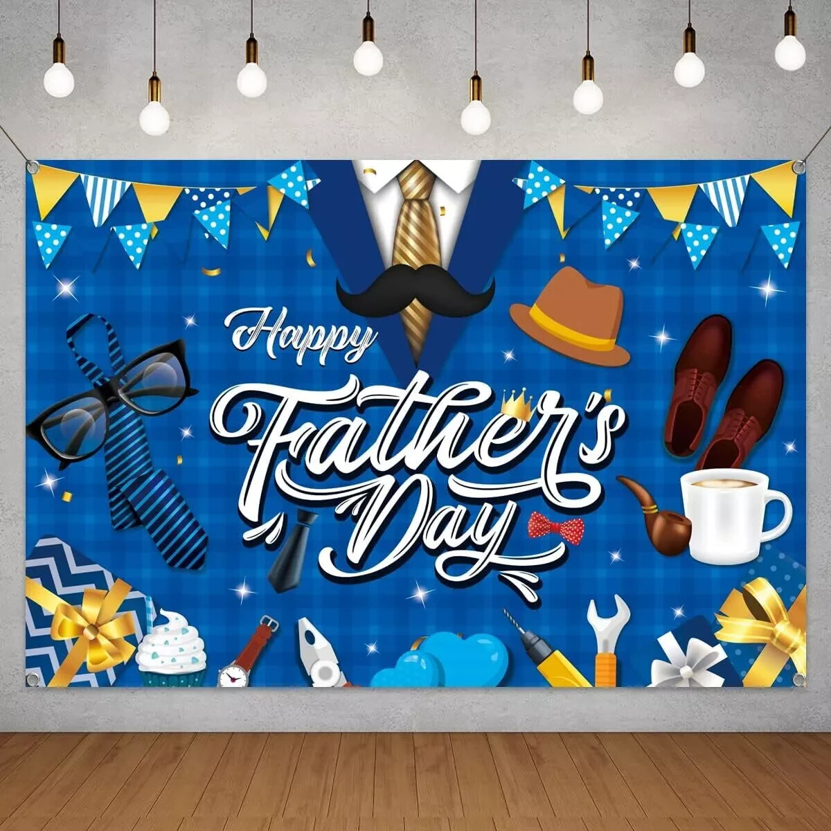 Happy Father’s Day Backdrop Decoration- Fathers Day Large Blue Shirt Backgrou...
