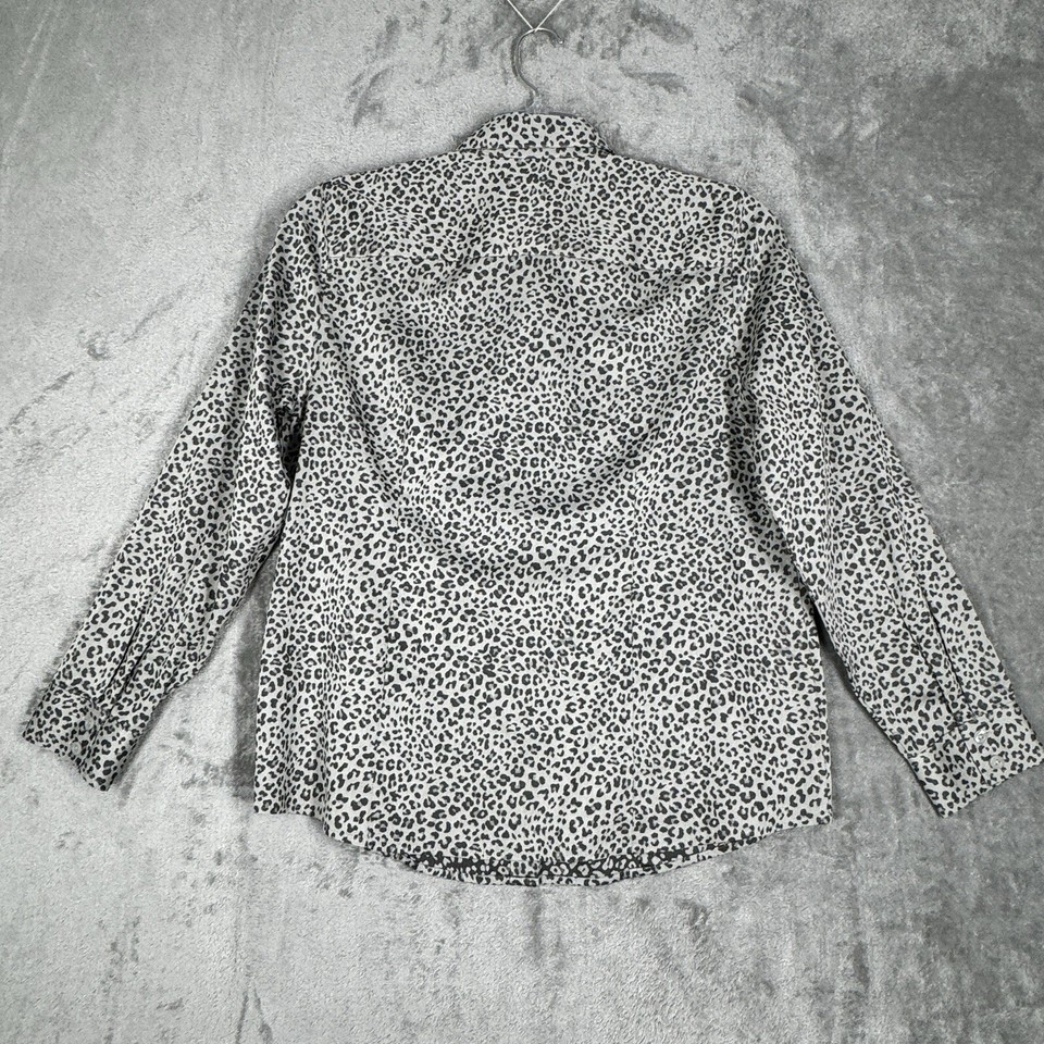 Chicos Shirt Women 8/10 1 Black Gray Cheetah Print CoolMax All Seasons ...