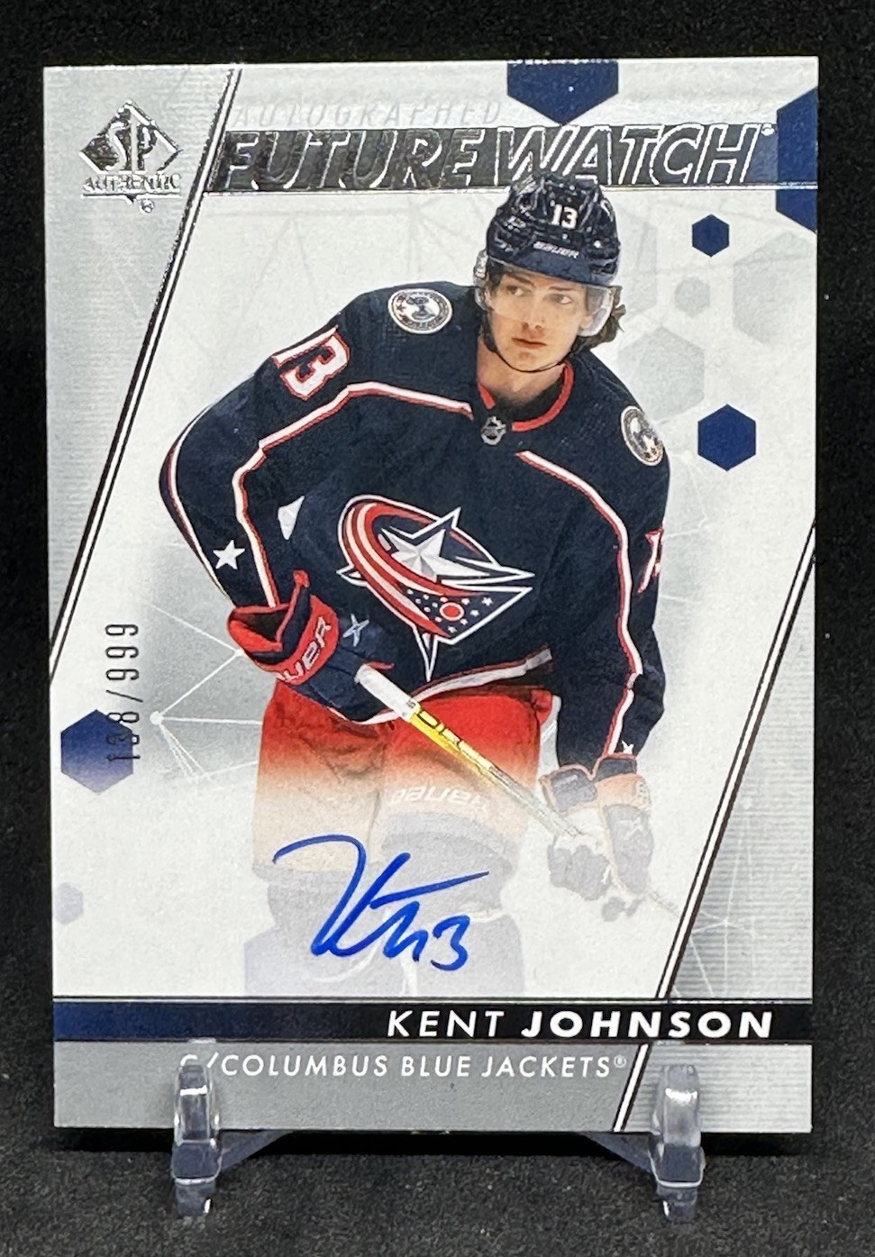 2022-23 Upper Deck SP Authentic Future Watch Auto /999 Kent Johnson RC CBJ