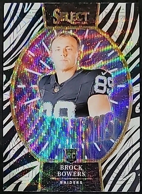 2024 Brock Bowers RC Panini Select Zebra NEON ICONS Case Hit-Raider Color Match
