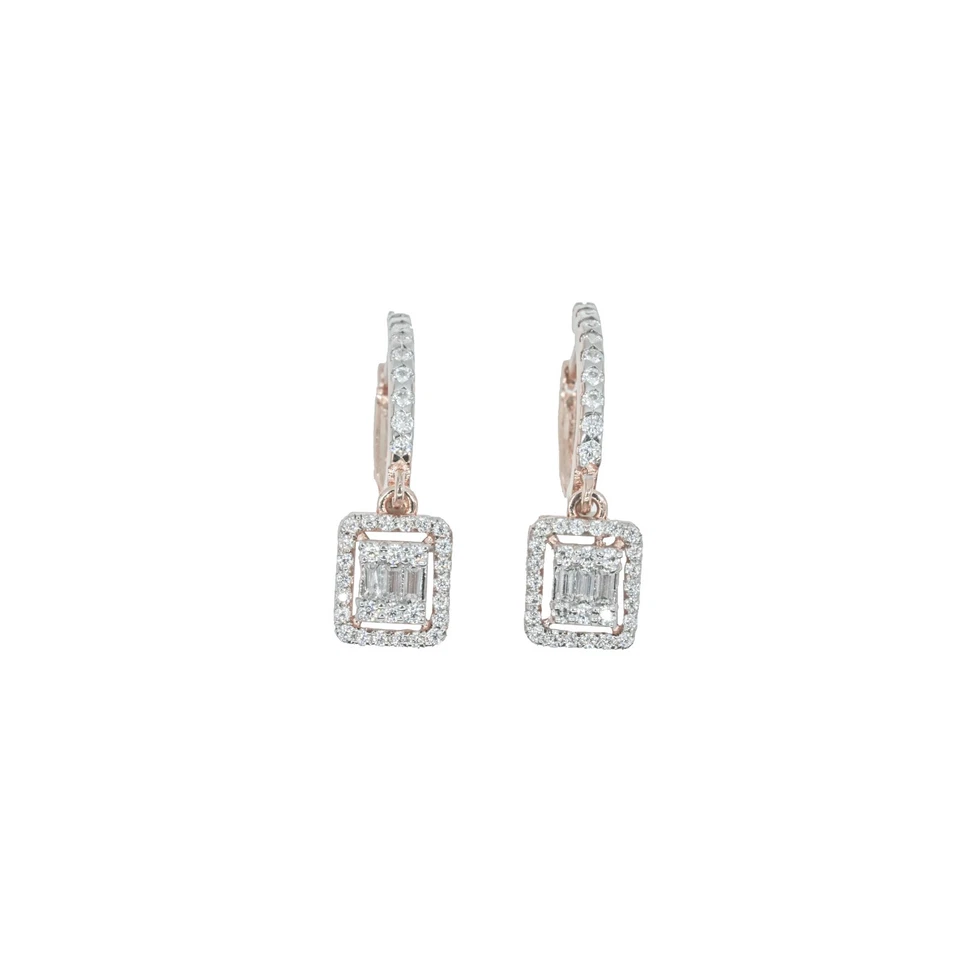 Pendientes redondos de moissanita para mujer de oro de 18 quilates 74 diamantes 3,2 gramos Foto 4 de 4