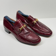 Vintage Gucci Interlocking G Loafers Burgundy Leather Shoes Men EU 41.5 US 8.5