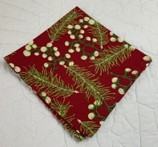 Christmas Dinner Napkin, Now Designs, Pine, Berries, Red, Green, White