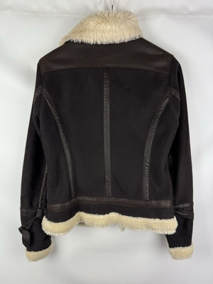 Armani Jeans Ladies Faux Fur Aviator Y2K Bomber Jacket Size US 8