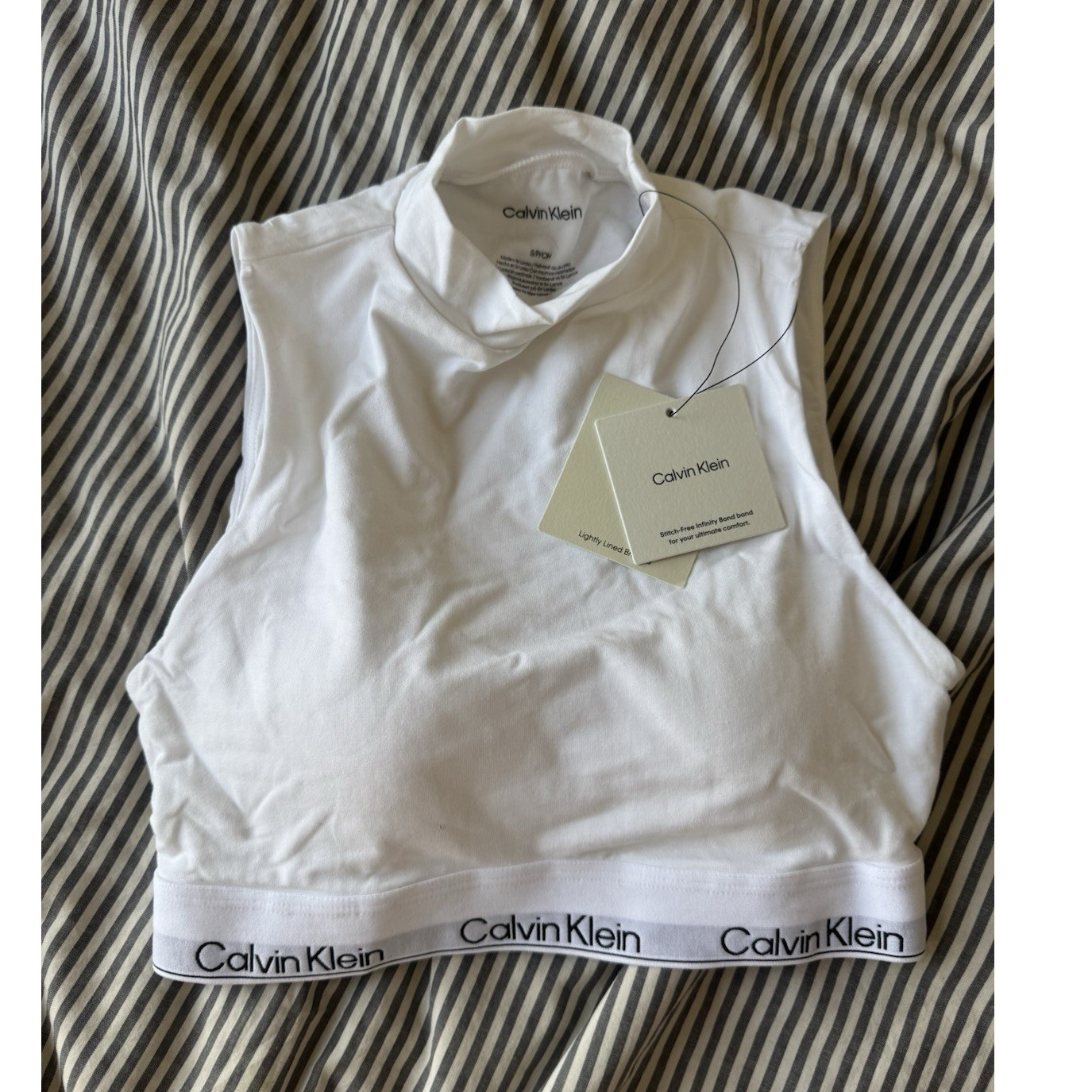 Calvin Klein Icon Cotton Modal Bralette Lightly Lined Pullover White S NWT