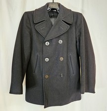 Vintage US Navy Peacoat Black Wool Military Issue Heavy 1980s Size 42 READ 