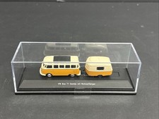 Schuco model car, scale 1:87, VW T1 Samba bus with Hymer Eriba Puck caravan #39