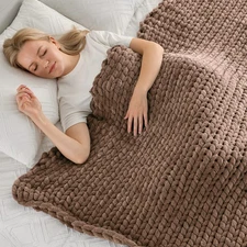 Maetoow Tighter Version Chenille Chunky Knit Blanket Throw （40×50 Inch）, Hand...