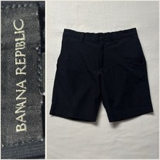 Banana Republic Mens 32 Black Flat Front Tech Shorts Elastic Waist