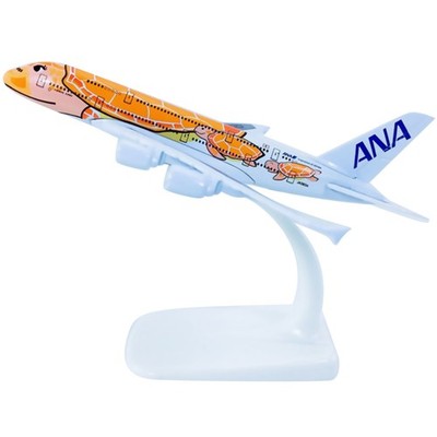 Sammler Flugzeugmodell 1:500 ANA A380 Blau Orange Schildkrötenbild Standfüß