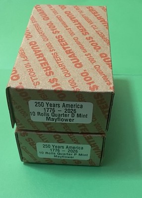 2026 1776–2026 Mayflower Compact Quarter Rolls – 2 Boxes (P & D