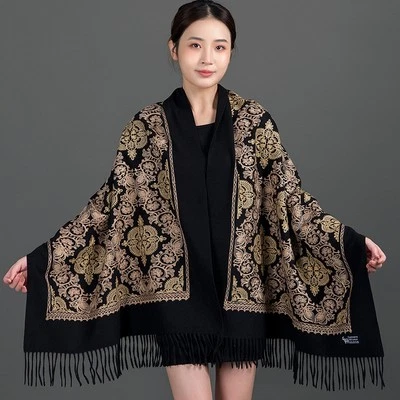 Pashmina Cashmere Embroidery Tassels Wool Shawl Stole Scarf WrapTravel Blanket