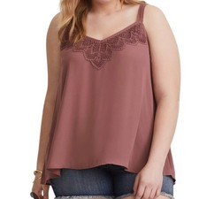 TORRID Mauve Pink Lace Trim V Neck Cami Tank Top Plus Size 00