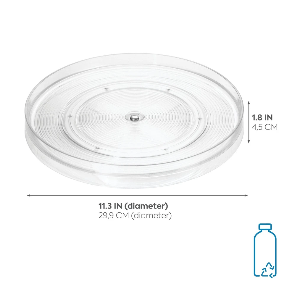11 Inch Clear Plastic Lazy Susan Spinner Kitchen Storage Organizer - Image 2 of 4
