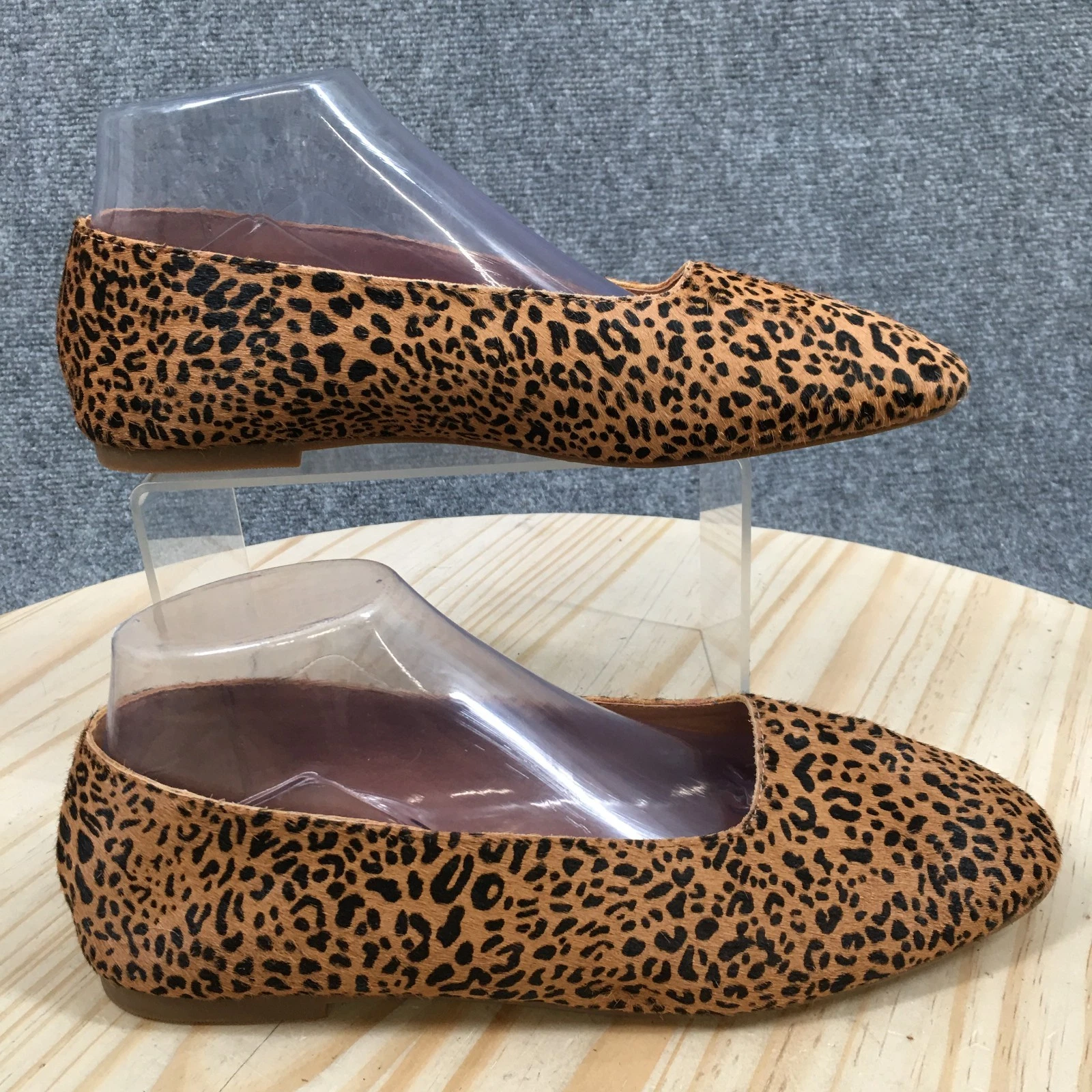 Madewell Shoes Womens 8.5 Ballet Flats Brown Black Leather Leopard Slip On NEW
