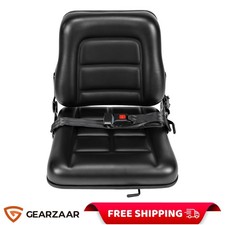 Universal Tractor Seat Adjustable Backrest Black Folding Forklift Seat GEARZAAR
