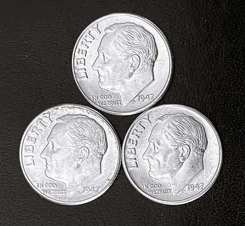 1947 P-D-S 10c SILVER Roosevelt Dimes, Year Set. CH BU  (R193)