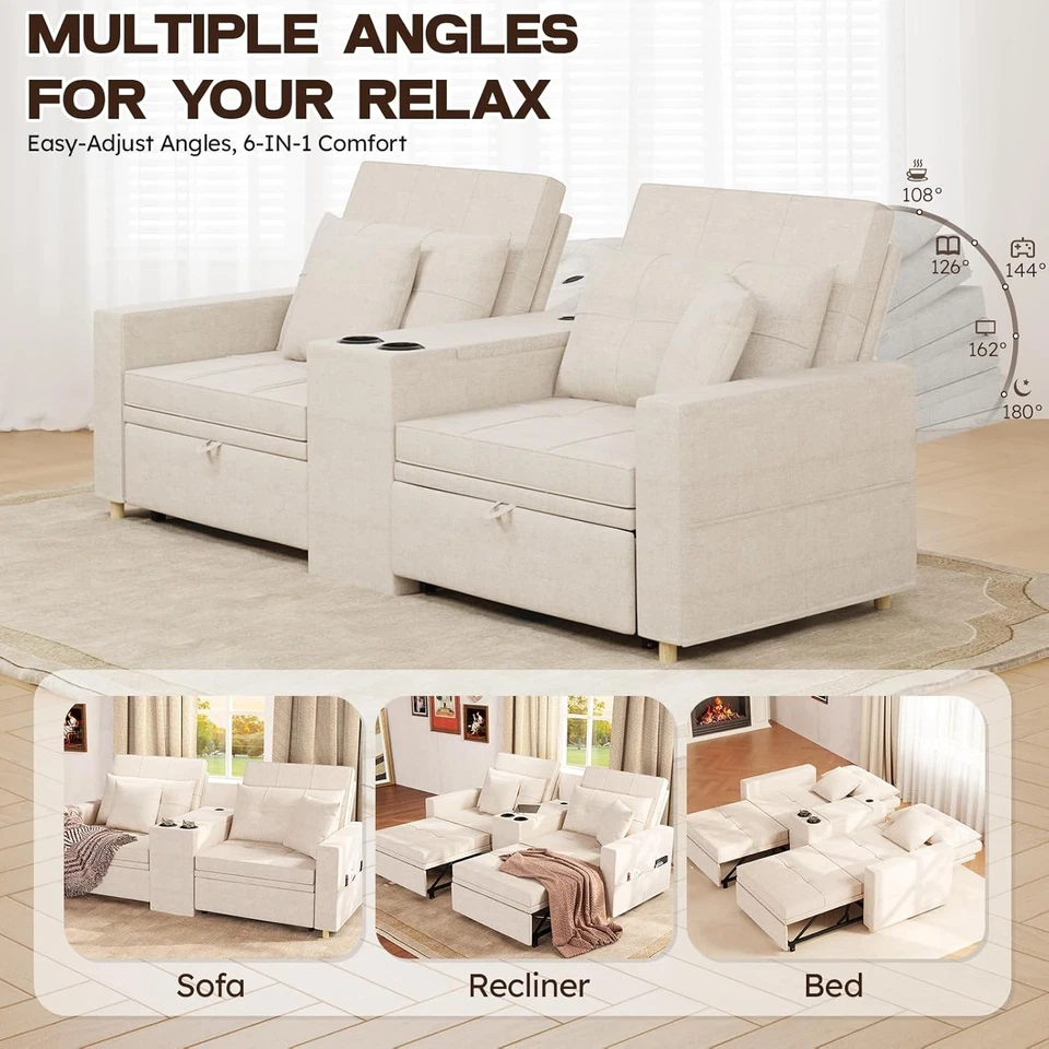 Silla Cama 75", Sofá Cama Convertible 3 en 1 con Respaldo Ajustable Foto 4 de 4