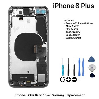 iPhone 8 Plus komplett montiertes Backcover Gehäuse mit ALLEN Teilen - SPACEGRAU