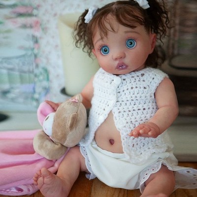 Cute 16'' Reborn Baby Doll Toddler Girl Short Hair Cloth Body with Belly Toy Gift