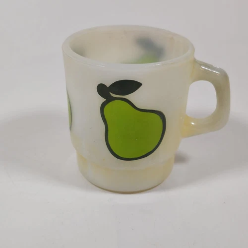 Vintage Anchor Hocking Glass Fire King Green Pear Mug 