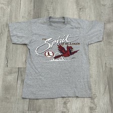 VTG The Spirit of St Louis Cardinals Shirt Size S MLB Gray Single Stitch 80s