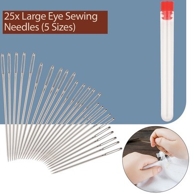 25 Stück Edelstahl Handnähnadeln Easy Thread Big Eye Transparent Tube