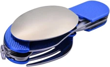 4 in 1 Stainless Steel Portable Outdoor Pocket Knife Fork Spoon Diner Set Multi-