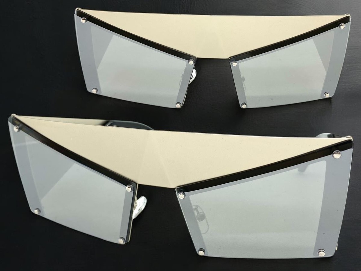 Silver Chrome Futuristic Rave Festival Pyramid Stud Alternative Glasses Clubwear Cyberpunk Glasses – Rave Fashion Goddess main image 3