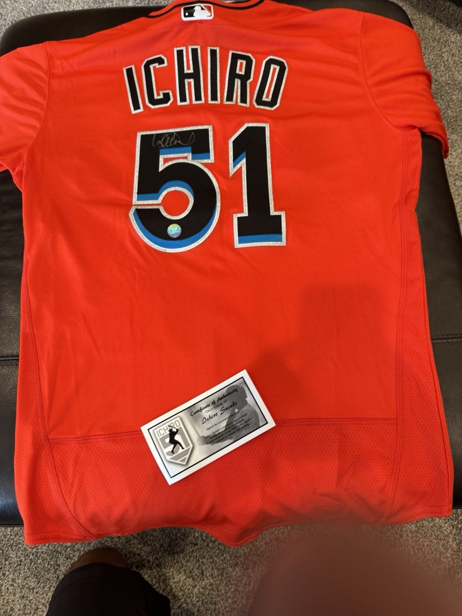 MARLINS ICHIRO SUZUKI AUTOGRAPHED MAJESTIC AUTH FLEX BASE JERSEY
