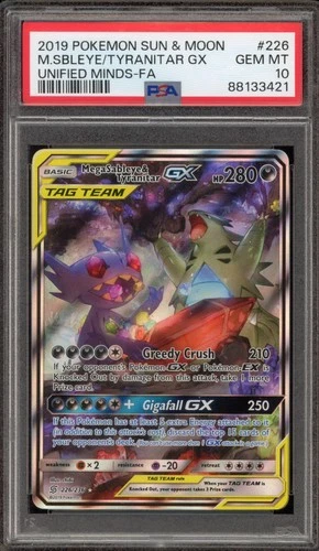 Pokemon Mega Sableye & Tyranitar GX Unified Minds Full Alt Art #226 PSA 10