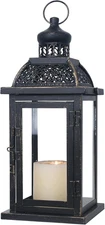 Large Candle Lanterns Decorative Indoor, 14.4" Outdoor Lantern with Clear Glass,