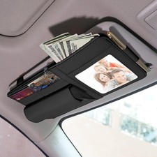 Car Sun Visor Organizer, Organizer Storage Pouch with Picture Black