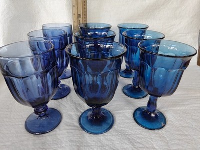 VTG Cobalt Blue Tea & Water Goblets, Provincial & Duratuff  READ INFO 