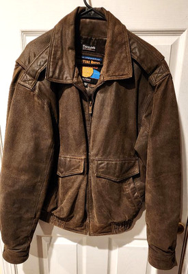 Wilsons Distressed Leather Adventure Bound Brown Thinsulate Bomber Jacket Medium