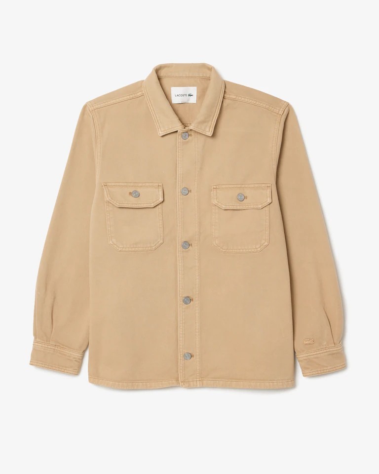 Lacoste Men's Oversized Beige Denim Overshirt Size Medium thumbnail 4