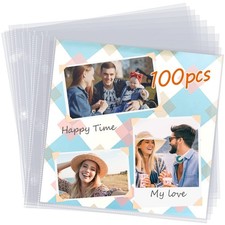 12x12 Scrapbook Page Protectors, 100 Pack, Heavyweight Refill Pages for Scrap...