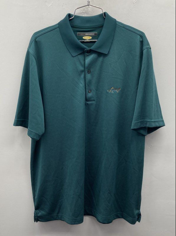 Greg Norman Men's Green PlayDry Performance Short Sleeve Polo Shirt Sz L