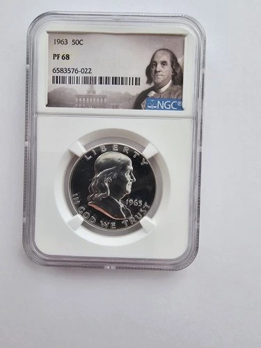 SILVER 1963 PF68 FRANKLIN HALF DOLLAR GRADED NGC 50C P MINT AG COIN