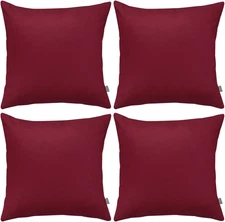 4-Pack 100% Cotton Comfortable Solid Decorative 20x20inch/50x50cm Wine Red
