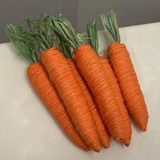 Lot of 6 Carrot Raffia Decoration Cottage Rustic Easter Spring Basket Display 6"