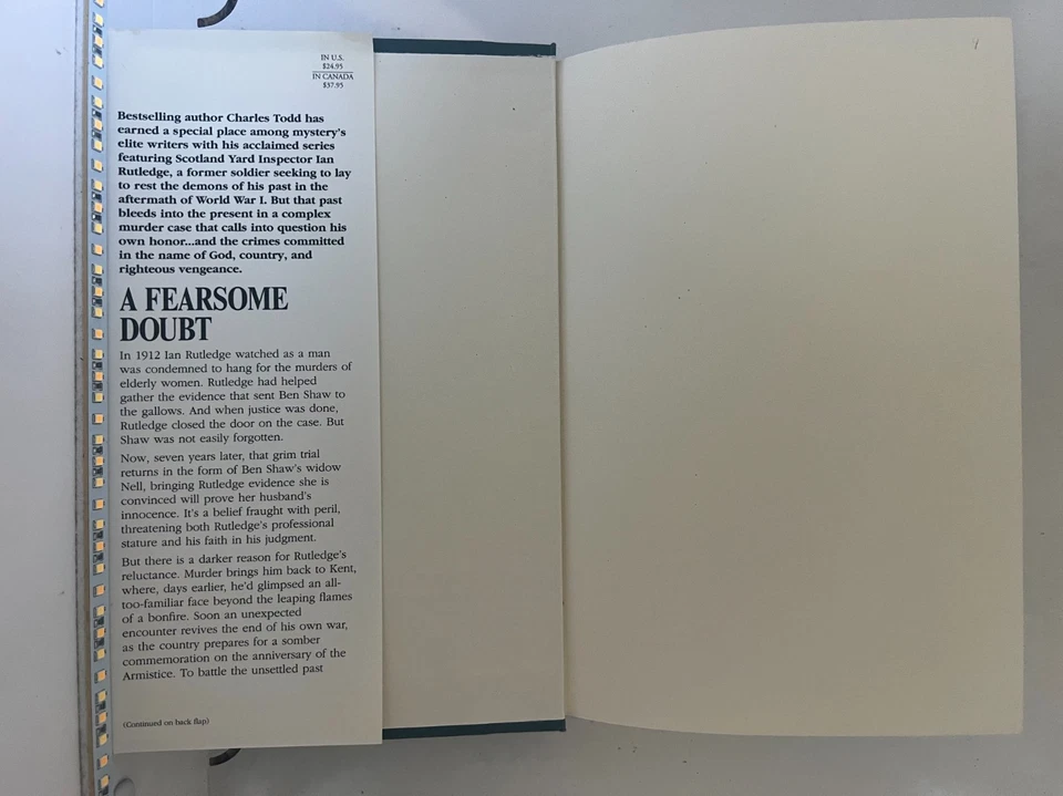 A Fearsome Doubt—NEW 1st Ed. & 1st Print (Signed Charles Todd) - Image 4 of 4