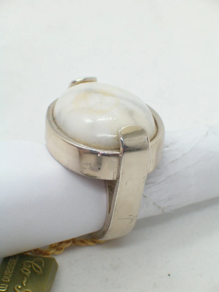 ANELLO in ARGENTO 925 con Howlite Naturale - Pietra Dura - - Immagine 3 di 4