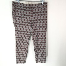 VTG J Crew Womens Mid Rise Casual Flat Front Floral Gray Capri Pants Size 8