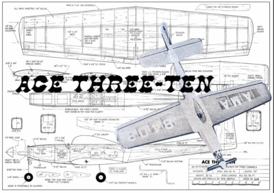 Ace Three-Ten .09 3ch 36'' WS RC Airplane Laser Cut Balsa Short Kit Plans