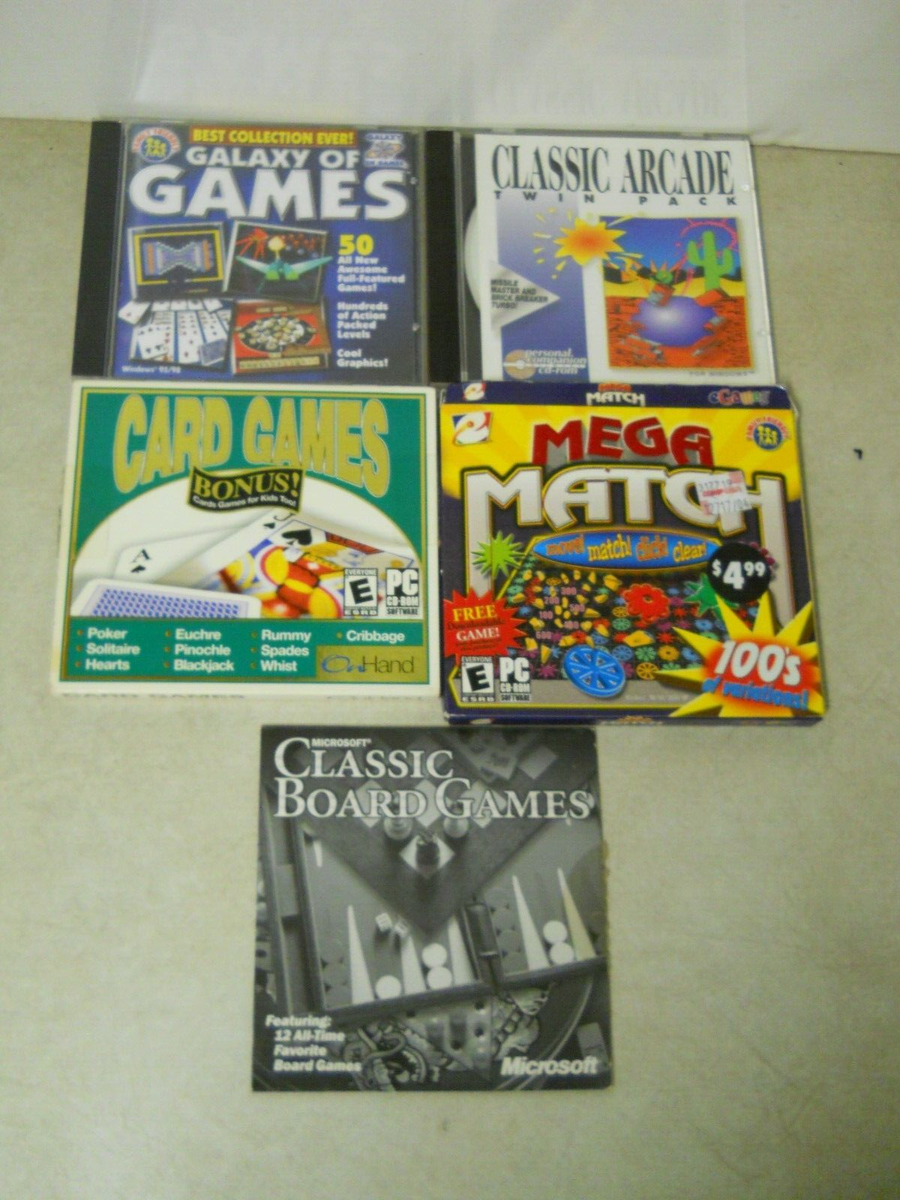 CD-Rom PC Video Games x5 Card Games Classic Arcade Mega