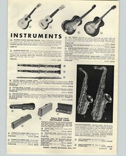 1956 PAPER AD Kay Brand Guitar Fultone Clarinet Sax Saxophone Flexo Lamp Lights