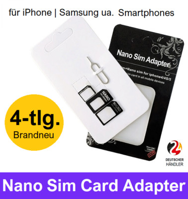 SIM Card Adapter Nano Micro Standard Handy Karten iPhone Samsung Universal Neu