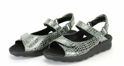 Wolky Woman's Pichu 1890220 Slingback Open Toe Sandal Grey Croco  MSRP $179.00
