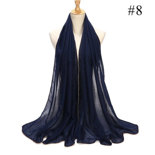 Women's Muslim Chain Edges Long Scarf Women Plain Color Scarves Shawls Hijab New - 第 20/27 張圖片